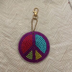 Peace sign diamond keychain